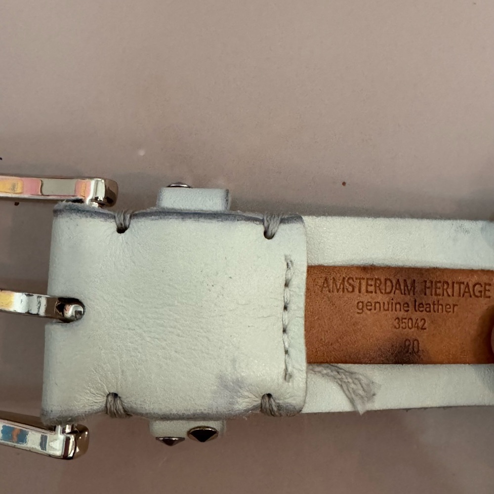 Amsterdam Heritage Studded White Leather Belt with Silver Hardware - Picture 11 of 11